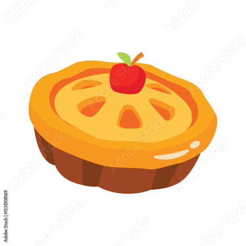 A 2d icon of delicious autumn pie serving