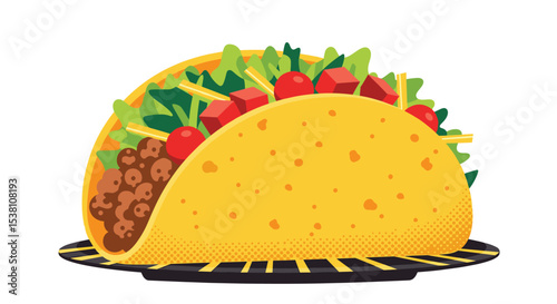 Delicious Taco with Various Toppings and Ingredients Served on a Metal Rack for Presentation