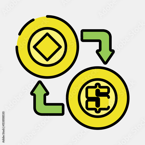 Icon arbitrage. Crypto currency elements. Icon in filled line style.