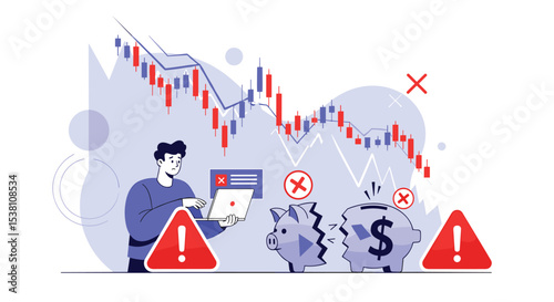 Investment Losses Financial Downturn Economic Recession and Negative Market Trend Represented In Illustration