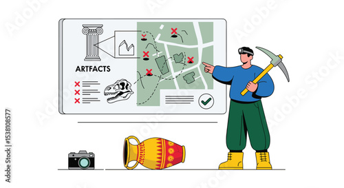 Archaeological Discovery Illustrated Through Map and Tools for Unearthing Historical Artifacts Insights