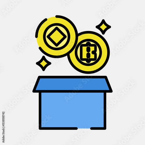 Icon block reward. Crypto currency elements. Icon in filled line style.