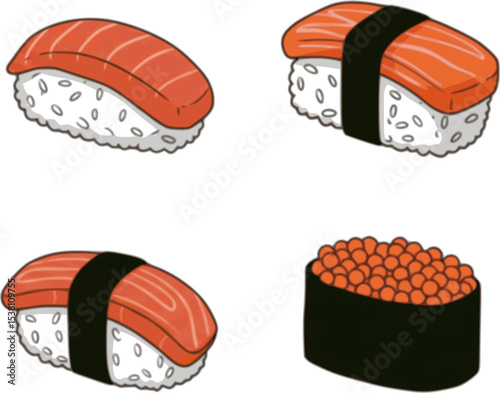 Sushi icons set. vector