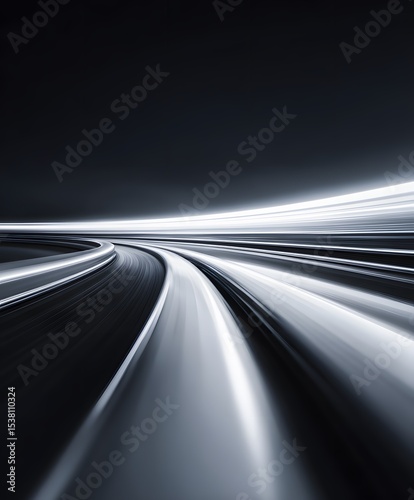 Dynamic light trails on a curved highway urban landscape abstract photography night scene motion concept
