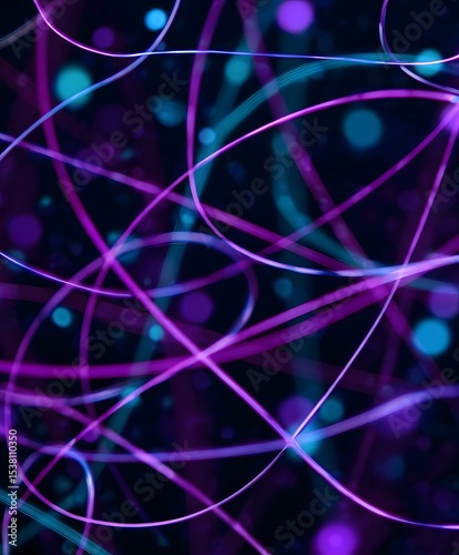 Dynamic abstract light patterns digital art colorful visualization in dark space modern design perspective