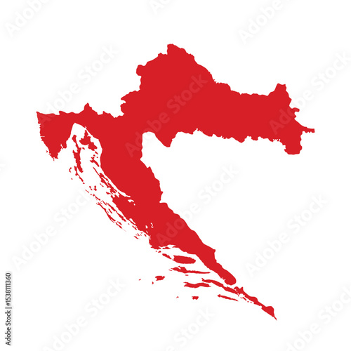 Map of Croatia, sign silhouette. World Map Globe. Vector Illustration isolated on white background. Europe continent.