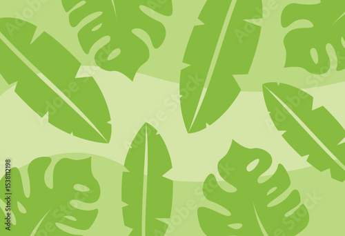 Illustration of green tropical leaves arranged as a seamless pattern. Perfect for nature-inspired backgrounds, decor, and artistic projects.