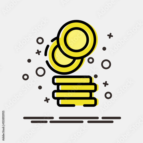 Icon coin. Crypto currency elements. Icon in MBE style.