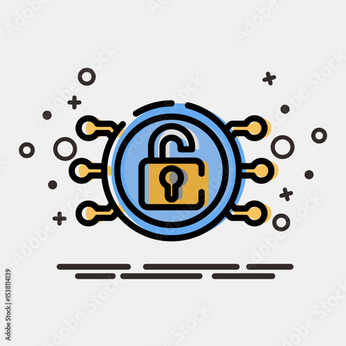 Icon decryption. Crypto currency elements. Icon in MBE style.