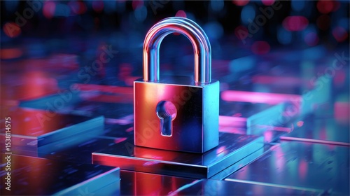 A vibrant digital lock symbolizing security and privacy in the modern tech landscape.