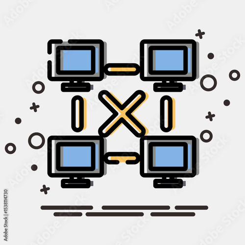 Icon peer to peer. Crypto currency elements. Icon in MBE style.