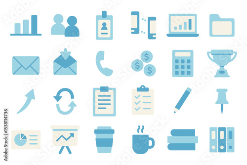 Office Flat Icons Web graphics Blue