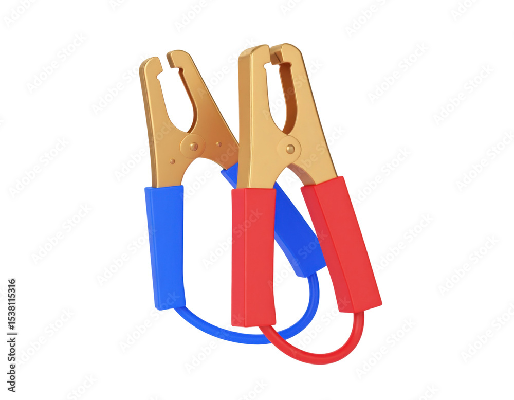 Heavy-Duty Battery Booster Cable with Clamps for Vehicle Jump Start Isolated on White Background Heavy-Duty Battery Booster Cable with Clamps for Vehicle Jump Start Isolated on White Background