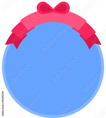 Christmas Snow Globe Ornament Illustration with Red Ribbon in Minimal Style