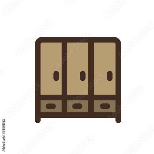 cupboard with 3 doors flat icon