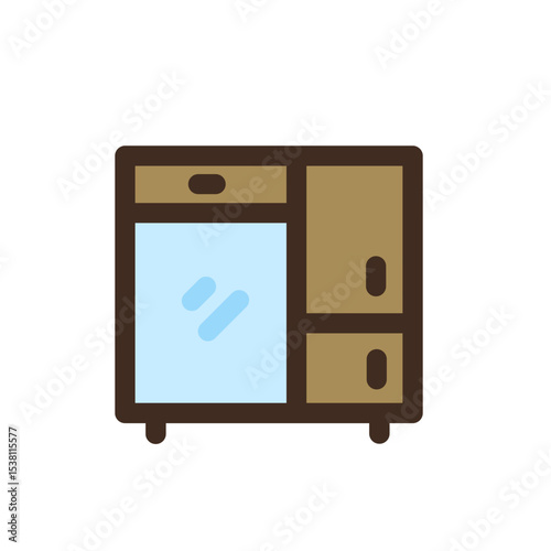 cupboard with mirror flat icon