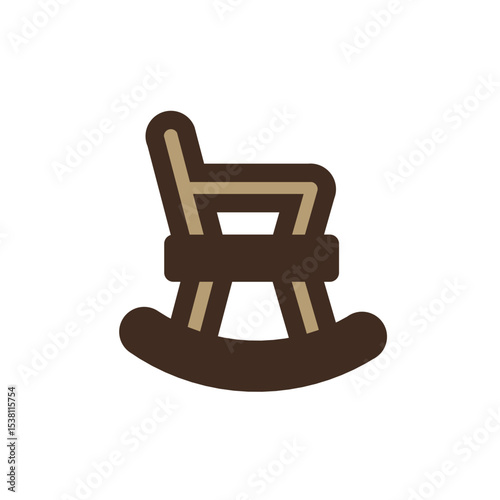 vintage wooden chair flat icon