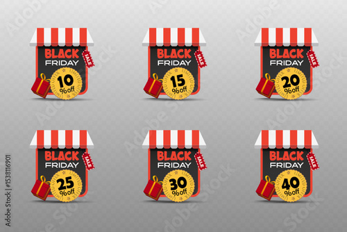 Black Friday banner with discounts. On a transparent background.