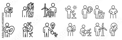 Eco-friendly symbols representing sustainability efforts and environmental conservation practices around the globe