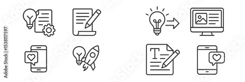 Creative brainstorming and content creation process with digital tools for innovative ideas and project development