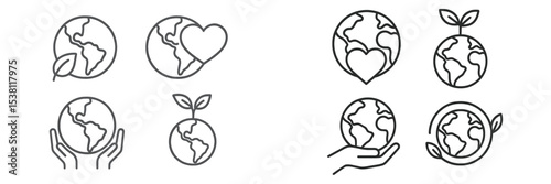 Symbolic representations of environmental care and love for the planet in various designs
