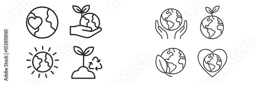 Creative illustrations depicting eco-friendly themes and sustainable practices for environmental awareness and conservation efforts