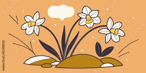 charming daffodils and earthy tones vector illustration of an abstract background