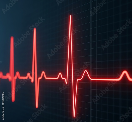 Close-up of a glowing ECG line with a pulsing heartbeat, symbolizing cardiology. Perfect for World Cardiologist Day, medical tech ads, or health campaigns. Futuristic, vibrant, and precise.