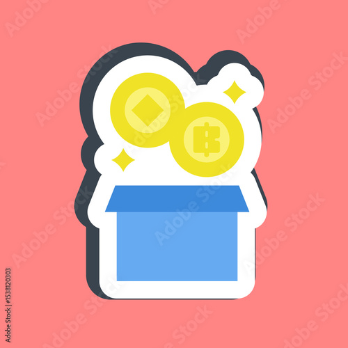 Sticker block reward. Crypto currency elements.