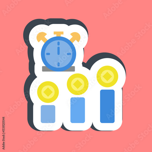 Sticker block time. Crypto currency elements.