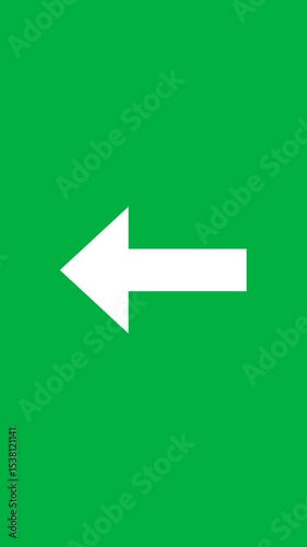 Green Background White Left Arrow Simple Directional Graphic Design Element