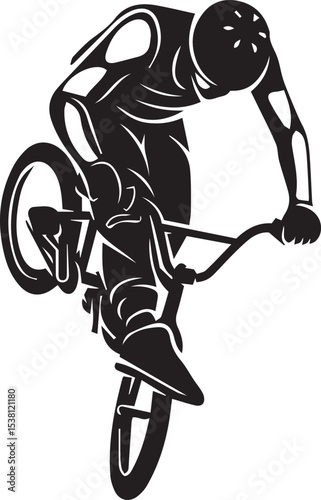 Black Silhouette of Bicycle Stunt Performer