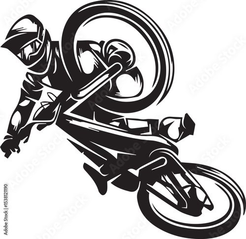 Black Silhouette of Bicycle Stunt Performer