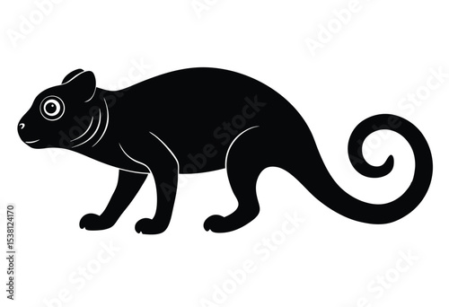 Panther chameleon silhouette vector illustration wild reptile animal design simple black shape