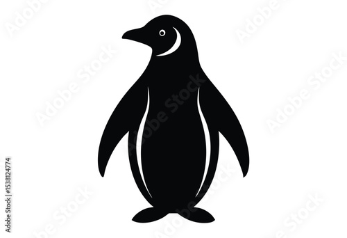 Penguin silhouette isolated, vector animal illustration, black bird design, simple penguin shape