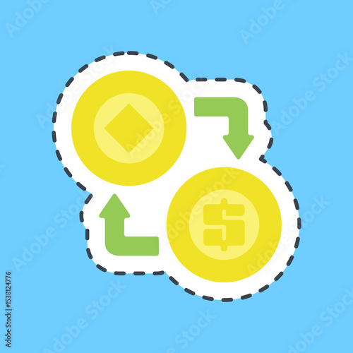 Cutting line sticker arbitrage. Crypto currency elements.