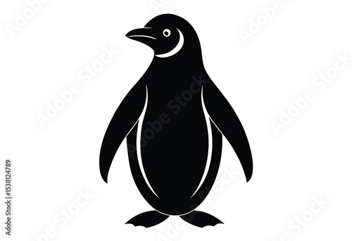 Penguin silhouette isolated, vector animal illustration, black bird design, simple penguin shape
