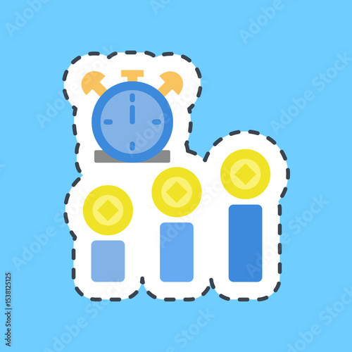 Cutting line sticker block time. Crypto currency elements.