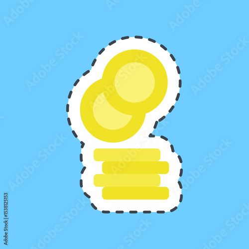 Cutting line sticker coin. Crypto currency elements.