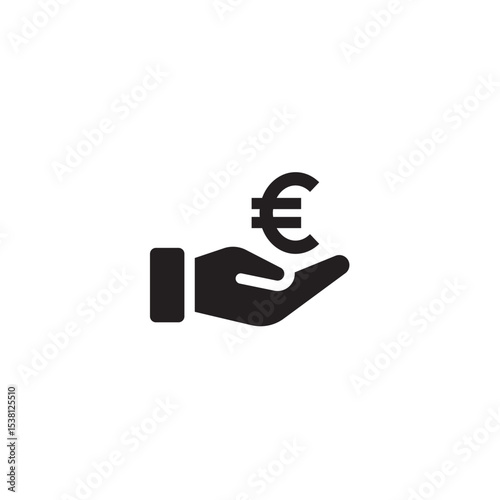 Hand holding euro symbol giving or receiving financial assistance and investment