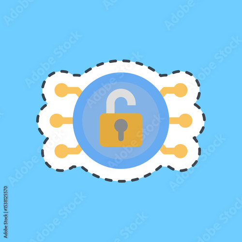 Cutting line sticker decryption. Crypto currency elements.