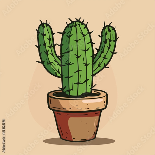 illustration, plant, nature, green, cactus, pot, cute cactus, cartoon, funny, vector, character, smile, cute, isolated, graphics, face, kawaii, art, design, houseplant, succulent, cactus with emotions