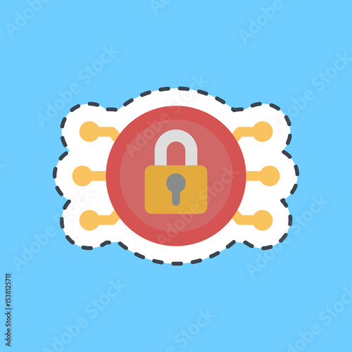 Cutting line sticker encryption. Crypto currency elements.