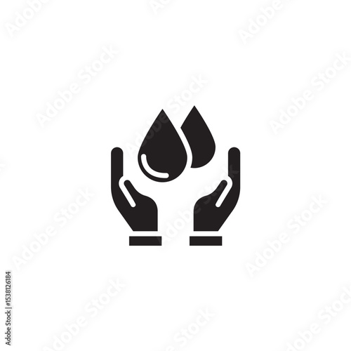 Hands holding water drops vector illustration conservation environmental awareness symbol