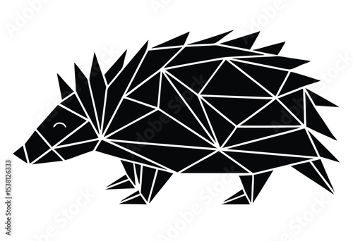 Geometric porcupine silhouette in polygonal style vector illustration animal wildlife art
