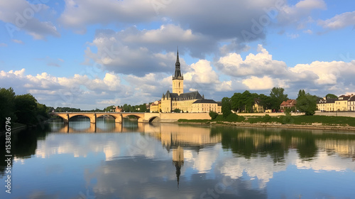 Metz: Temple Neuf Reflecting in Moselle River with Cloudscape in Lorraine, France