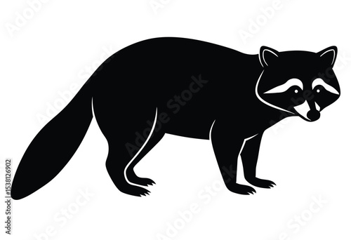 raccoon silhouette vector elements illustration simple clean wild animal icon