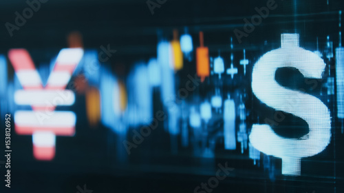 Wallpaper Mural Global Financial Exchange: A dynamic, digitally rendered visual representation of global financial exchange. the image showcases symbols of international currency trading. Torontodigital.ca