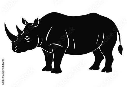 Rhino silhouette vector illustration simple icon flat design wild animal graphic art minimal style