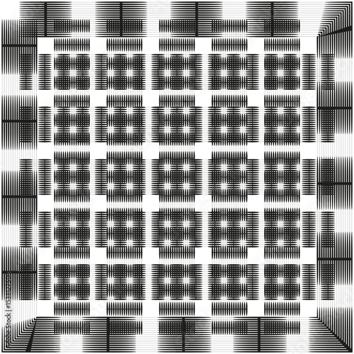 Blurred grid pattern. Pixel square design. Abstract distortion vector. Black optical form